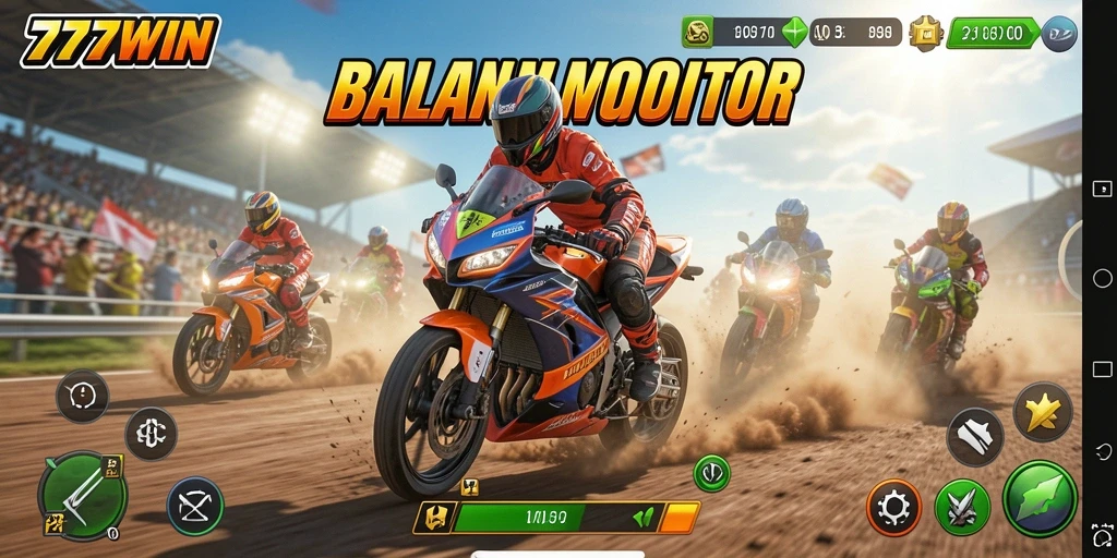 Gameplay balap motor cepat dan mendebarkan dalam 777WIN.