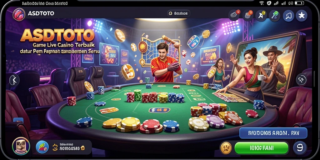 Tangkapan layar gameplay ASDTOTO menunjukkan dealer cantik dan suasana kasino yang hidup.