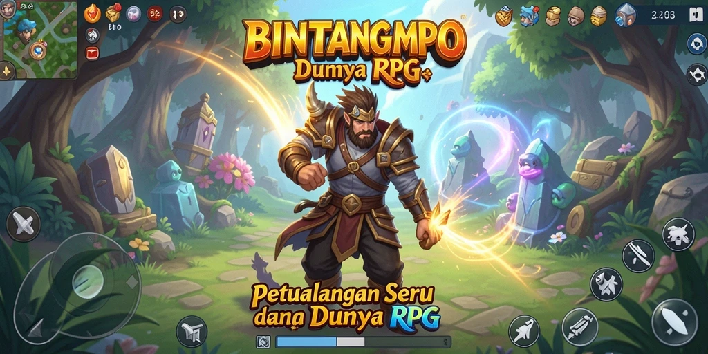 Screenshot dari permainan BINTANGMPO yang menampilkan aksi pertarungan RPG yang seru.