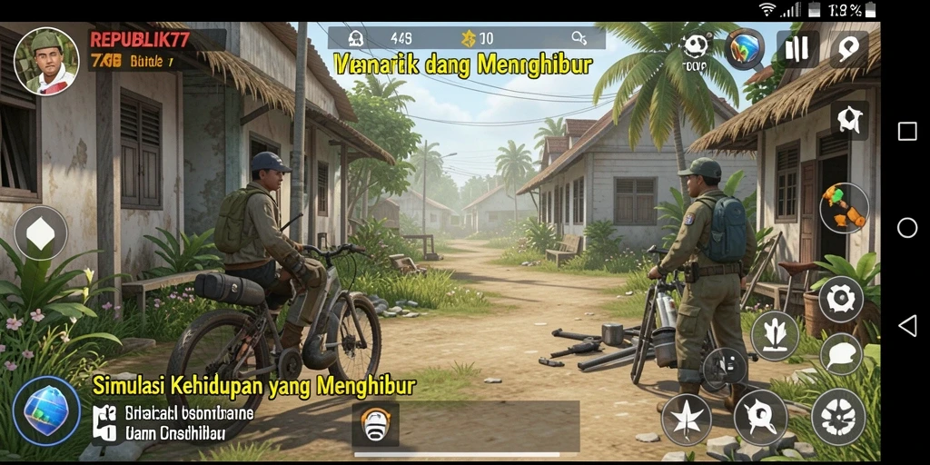 Tampilan gameplay REPUBLIK77 yang menarik dan penuh aktivitas.