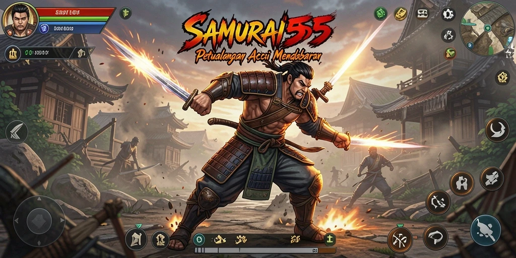 Tampak seru pertempuran intens dalam SAMURAI555.